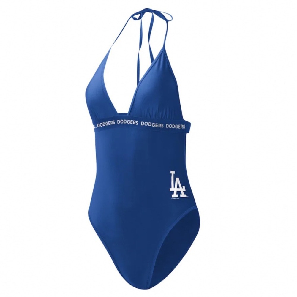 Los Angeles Dodgers G-III 4Her Carl Banks Women Full Count One-Piece Swimsuit L - Picture 2 of 5